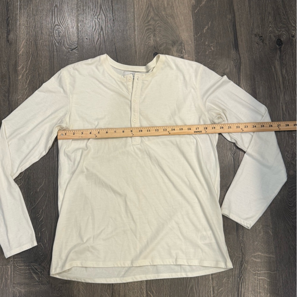 Joe's Jeans Cream Long Sleeve Henley Shirt - Picture 4 of 7